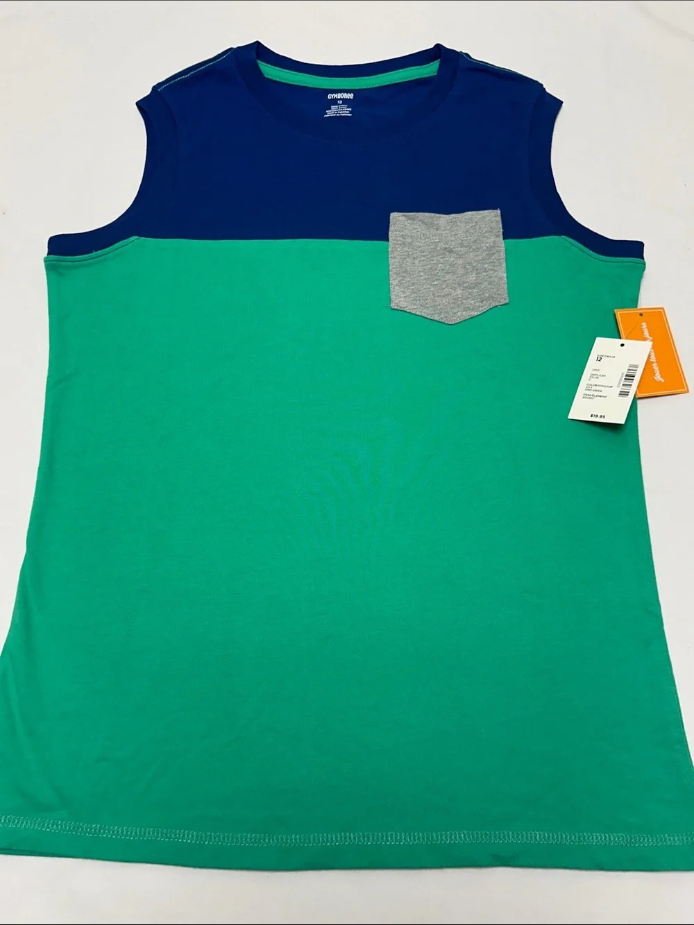 Gymboree Blue & Green Colorblock Tank with Gray Pocket